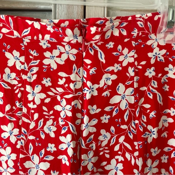 TOP SHOP red & white floral maxi skirt with double slits size:8 - Picture 4 of 11